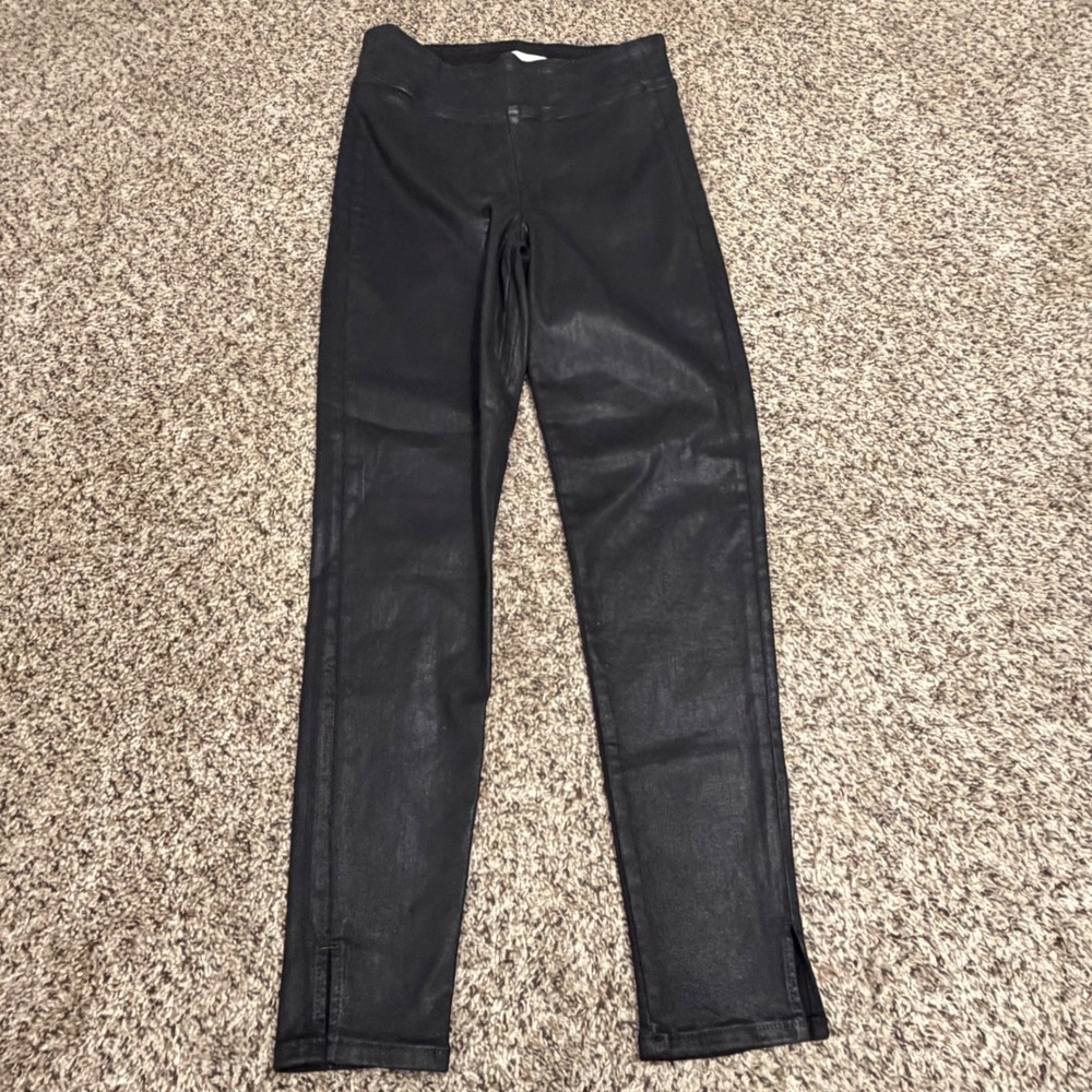 FRAME The Jet Set Skinny Crop Noir Coated Black High Rise Pant JSSCOS632C Size 1